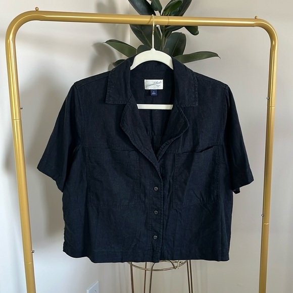 🌴 Linen Boxy Button Up - Picture 1 of 3